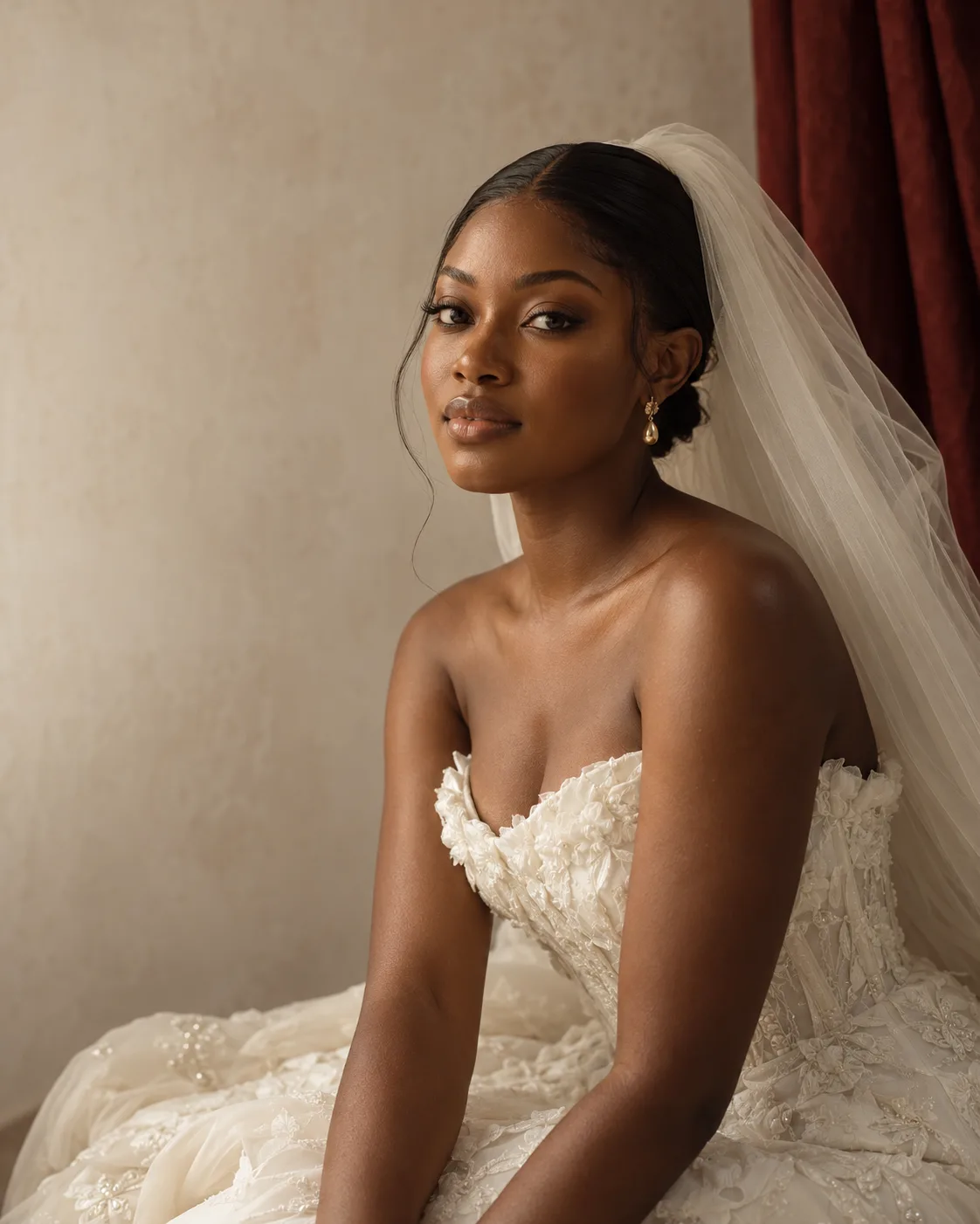 Concept portrait of a bride in warm editorial light